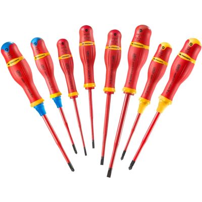 Kit de chaves de fenda Facom - Isoladas 8 peças - Phillips & Pozidriv - VDE 1000V Kit de chaves de fenda Facom - Isoladas 8 peças - Phillips & Pozidriv - VDE 1000V