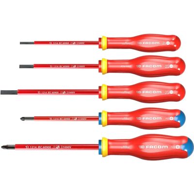 Set di 5 cacciaviti isolati Facom - Protwist 1000V Set di 5 cacciaviti isolati Facom - Protwist 1000V