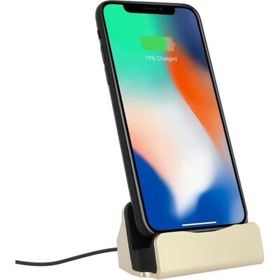 Dock de chargement iPhone Lightning - Doré - Synchronisation et charge - Publicité Dock de chargement iPhone Lightning - Doré - Synchronisation et charge - Publicité