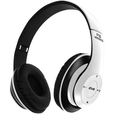 Casque Bluetooth sans fil Avizar - Radio FM pliable - Blanc - Publicité Casque Bluetooth sans fil Avizar - Radio FM pliable - Blanc - Publicité