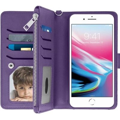 Funda Flip Cartera Morada para iPhone 6 Plus / 6S Plus / 7 Plus / 8 Plus Funda Flip Cartera Morada para iPhone 6 Plus / 6S Plus / 7 Plus / 8 Plus