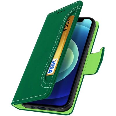 Wallet Folio Cover med Stander til iPhone 12 Mini - Grøn Wallet Folio Cover med Stander til iPhone 12 Mini - Grøn
