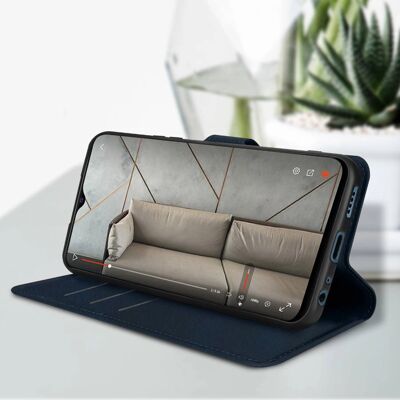 Funda folio azul para Vivo Y21 Y21s Y33s con soporte de vídeo y cierre magnético Funda folio azul para Vivo Y21 Y21s Y33s con soporte de vídeo y cierre magnético
