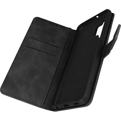 Coque en cuir synthétique noir pour Galaxy A32 - Forcell - Publicité Coque en cuir synthétique noir pour Galaxy A32 - Forcell - Publicité