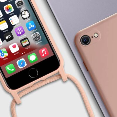 Coque avec Lanyard Rose pour iPhone 7/8/SE 2020/2022 - Publicité Coque avec Lanyard Rose pour iPhone 7/8/SE 2020/2022 - Publicité