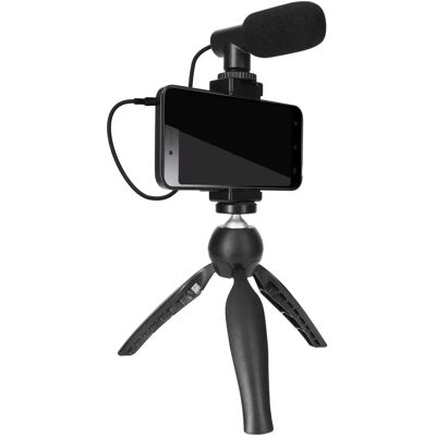 Pack de Vlog y Streaming Puluz Negro con Trípode y Micrófono Pack de Vlog y Streaming Puluz Negro con Trípode y Micrófono