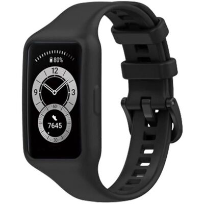 Bracelet pour Huawei Band 7 / 6 Pro / Honor Band 6 - Silicone Flexible Noir Bracelet pour Huawei Band 7 / 6 Pro / Honor Band 6 - Silicone Flexible Noir