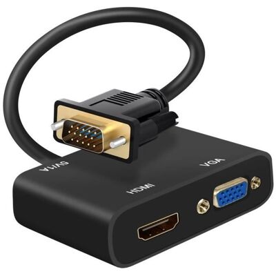 Adaptateur VGA à HDMI et VGA d'Avizar - Double sortie, 2K HD, Compact - Publicité Adaptateur VGA à HDMI et VGA d'Avizar - Double sortie, 2K HD, Compact - Publicité