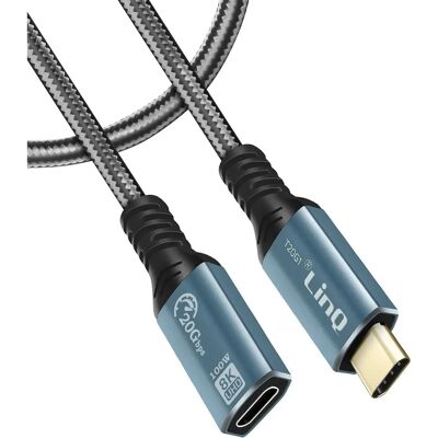 LinQ USB-C Extension Cable - 1.2m, 20Gbps, 8K, Grey LinQ USB-C Extension Cable - 1.2m, 20Gbps, 8K, Grey