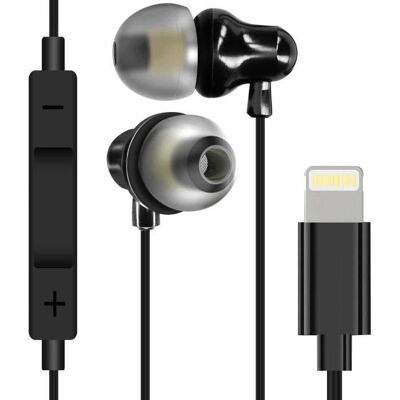 Écouteurs Lightning LinQ Argent - Micro et Boutons - Publicité Écouteurs Lightning LinQ Argent - Micro et Boutons - Publicité