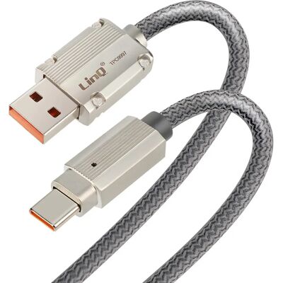 Câble de charge rapide USB-C LinQ 6A 1,2m Gris - Publicité Câble de charge rapide USB-C LinQ 6A 1,2m Gris - Publicité