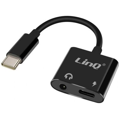 LinQ USB-C to 3.5mm Audio Jack and Female USB-C Charging Adapter - Adapter LinQ USB-C to 3.5mm Audio Jack and Female USB-C Charging Adapter - Adapter