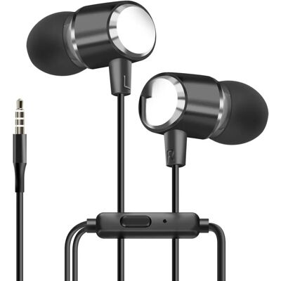 Écouteurs noirs LinQ avec microphone - In-ear 3,5mm - Publicité Écouteurs noirs LinQ avec microphone - In-ear 3,5mm - Publicité