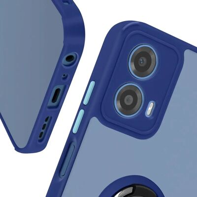 Coque antichoc bleue pour Motorola G24 avec support et anneau - Publicité Coque antichoc bleue pour Motorola G24 avec support et anneau - Publicité