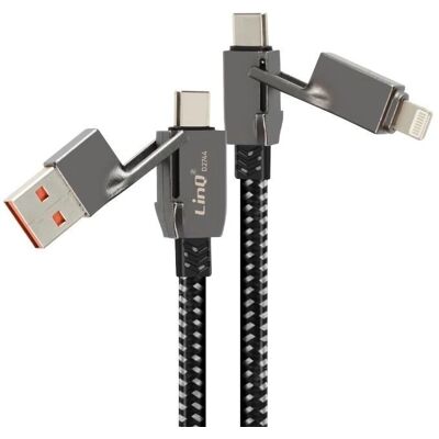 Câble USB LinQ - 1m Noir - USB, USB-C, Lightning - Charge rapide - Publicité Câble USB LinQ - 1m Noir - USB, USB-C, Lightning - Charge rapide - Publicité