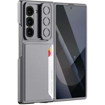 Avizar Galaxy Z Fold 6 Grå Cover med Kortfaktholder & Tempered Glass Avizar Galaxy Z Fold 6 Grå Cover med Kortfaktholder & Tempered Glass