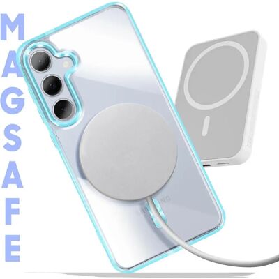 Coque Crystal Bleu MagSafe pour S24/S25 Plus - Publicité Coque Crystal Bleu MagSafe pour S24/S25 Plus - Publicité