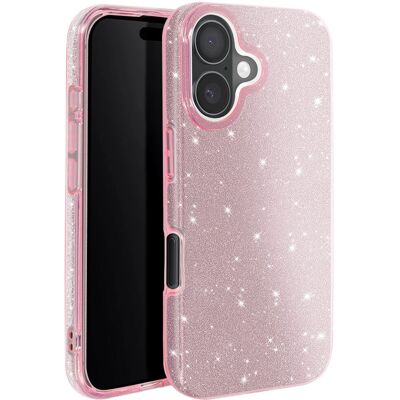Rosa Glitter iPhone 16 Cover - Stilfuld og Beskyttende Rosa Glitter iPhone 16 Cover - Stilfuld og Beskyttende