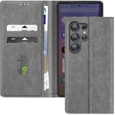 Étui Porte-monnaie Avizar S25 Ultra Gris avec Support - Publicité Étui Porte-monnaie Avizar S25 Ultra Gris avec Support - Publicité