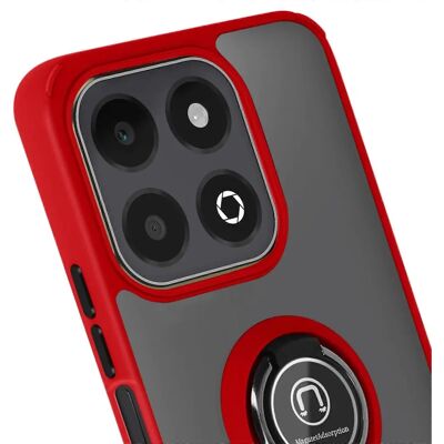 Coque à anneau magnétique rouge Avizar pour Honor X6b avec support - Publicité Coque à anneau magnétique rouge Avizar pour Honor X6b avec support - Publicité