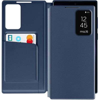 Étui en Cuir Avizar pour Galaxy S23 Ultra - Fenêtre, Porte-cartes, Bleu Foncé - Publicité Étui en Cuir Avizar pour Galaxy S23 Ultra - Fenêtre, Porte-cartes, Bleu Foncé - Publicité