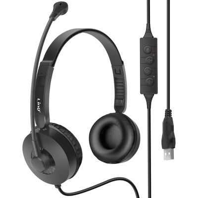 Casque USB LinQ avec Microphone - Noir - Publicité Casque USB LinQ avec Microphone - Noir - Publicité