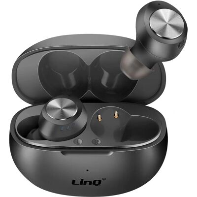 Casque sans fil LinQ - Bluetooth 5.0, Microphone, Noir - Publicité Casque sans fil LinQ - Bluetooth 5.0, Microphone, Noir - Publicité