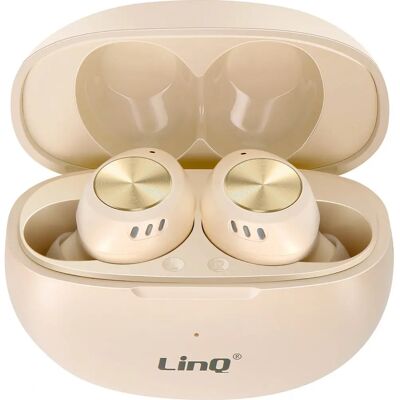 Casque sans fil LinQ avec Microphone - Beige - Publicité Casque sans fil LinQ avec Microphone - Beige - Publicité