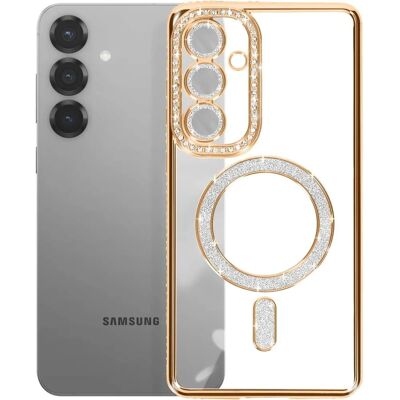 Avizar Galaxy S25 Guld Diamant Cover - Mobilcover med strass Avizar Galaxy S25 Guld Diamant Cover - Mobilcover med strass