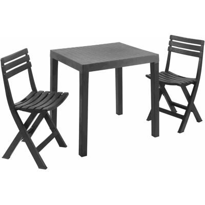 Wilsa - Club - Anthracite - 2-personnes - Ensemble de jardin - Publicité Wilsa - Club - Anthracite - 2-personnes - Ensemble de jardin - Publicité
