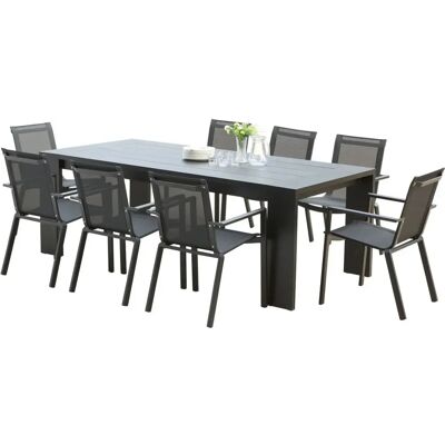Wilsa - ALU8P - Table 220x100 cm - 8 chaises - Ensemble jardin - Publicité Wilsa - ALU8P - Table 220x100 cm - 8 chaises - Ensemble jardin - Publicité