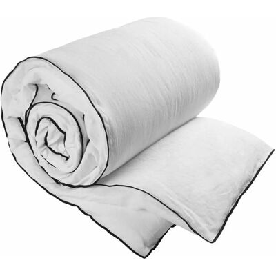 Housse de Couette Blanche Madura - Point bourdon noir - 90x200 cm - Housse - Publicité Housse de Couette Blanche Madura - Point bourdon noir - 90x200 cm - Housse - Publicité