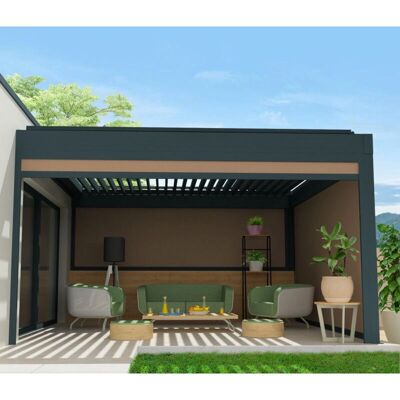 Intersun - Toldo vertical 5x2.5m Motorizado - Gris antracita - Protección solar Intersun - Toldo vertical 5x2.5m Motorizado - Gris antracita - Protección solar