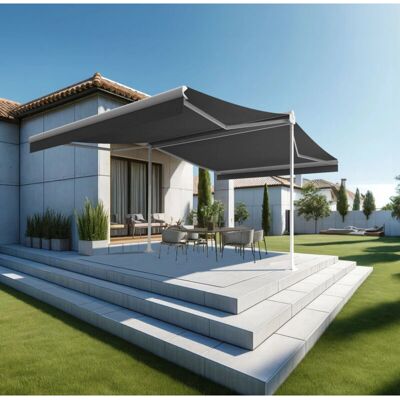 Intersun Toldo Doble Pendiente Retráctil Trafalgar - Blanco Satinado, Gris - 4x2x3 m Intersun Toldo Doble Pendiente Retráctil Trafalgar - Blanco Satinado, Gris - 4x2x3 m