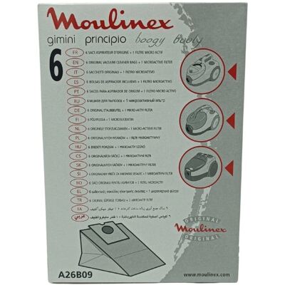 Moulinex Modèle A26B09 - Sacs et Filtre pour Aspirateur - Pack de 6 - Publicité Moulinex Modèle A26B09 - Sacs et Filtre pour Aspirateur - Pack de 6 - Publicité
