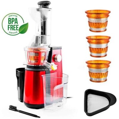 Extracteur de Jus KitchenCook Ultimate Red - 3 Tamis, 400W, 1L - Publicité Extracteur de Jus KitchenCook Ultimate Red - 3 Tamis, 400W, 1L - Publicité