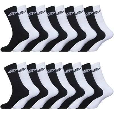 Chaussettes de Tennis pour Homme Umbro - Lot de 20 - Noir et Blanc - 43-46 Chaussettes de Tennis pour Homme Umbro - Lot de 20 - Noir et Blanc - 43-46