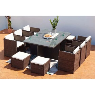 Concept Usine Miami 10 Ensemble de Mobilier Extérieur - Marron, Blanc - Publicité Concept Usine Miami 10 Ensemble de Mobilier Extérieur - Marron, Blanc - Publicité