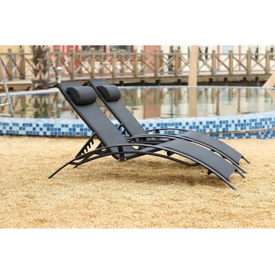 Chaise de plage Bahia Concept Usine - Réglable, Empilable, Noir - Lot de 2 Chaise de plage Bahia Concept Usine - Réglable, Empilable, Noir - Lot de 2