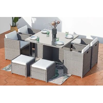 CONCEPT-USINE - Miami 8 - Gris/Blanco - Juego de Jardín CONCEPT-USINE - Miami 8 - Gris/Blanco - Juego de Jardín