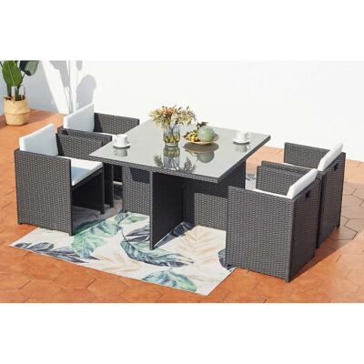Concept Usine - MIAMI - Negro/Blanco - Ratán - Conjunto de Jardín Concept Usine - MIAMI - Negro/Blanco - Ratán - Conjunto de Jardín
