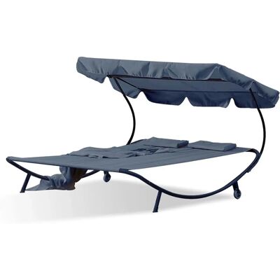 Concept-usine - Chaise longue en tissu gris Aloha - 2 places - Publicité Concept-usine - Chaise longue en tissu gris Aloha - 2 places - Publicité
