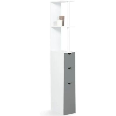 Idmarket Willy Cabinet de Salle de Bain - 3 Portes Blanc Gris Idmarket Willy Cabinet de Salle de Bain - 3 Portes Blanc Gris