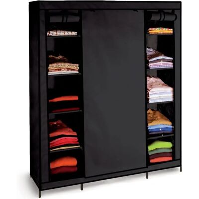 Armoire en tissu noir IDMARKET avec compartiments - XXL Armoire en tissu noir IDMARKET avec compartiments - XXL