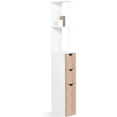 IDMARKET Weißes Holz WC-Schrank - 3 Türen & Regale IDMARKET Weißes Holz WC-Schrank - 3 Türen & Regale