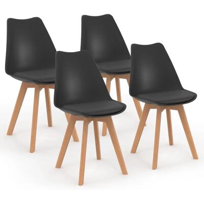 IDMARKET - Ensemble de 4 chaises scandinaves - Noire IDMARKET - Ensemble de 4 chaises scandinaves - Noire