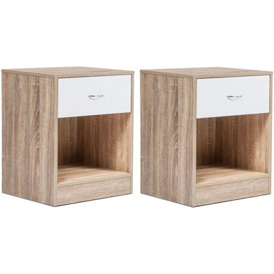 IDMARKET Comodini Olga - Legno con Cassetto Bianco IDMARKET Comodini Olga - Legno con Cassetto Bianco