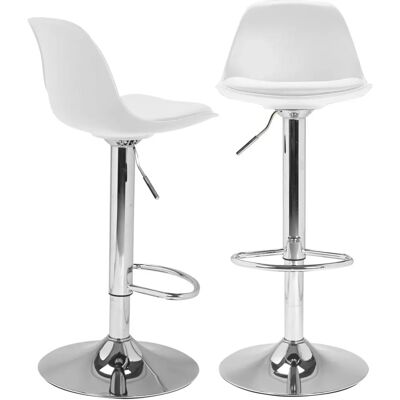 IDMARKET Taburetes de Bar Blancos KARL Juego de 2 Altura Ajustable Giratorio 360° Diseño Escandinavo IDMARKET Taburetes de Bar Blancos KARL Juego de 2 Altura Ajustable Giratorio 360° Diseño Escandinavo