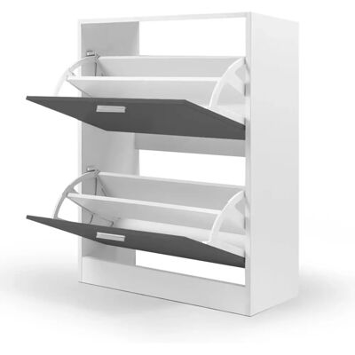 IDMARKET Klark Meuble à chaussures - Blanc et gris - Gain de place, 12 paires IDMARKET Klark Meuble à chaussures - Blanc et gris - Gain de place, 12 paires