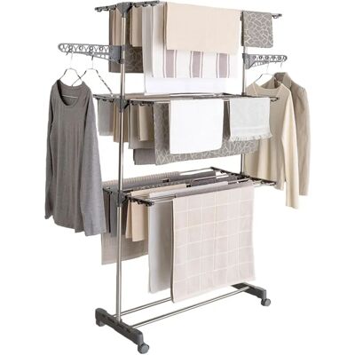 Séchographe en acier inoxydable ID Market - Extensible et pliable - 145cm - Publicité Séchographe en acier inoxydable ID Market - Extensible et pliable - 145cm - Publicité